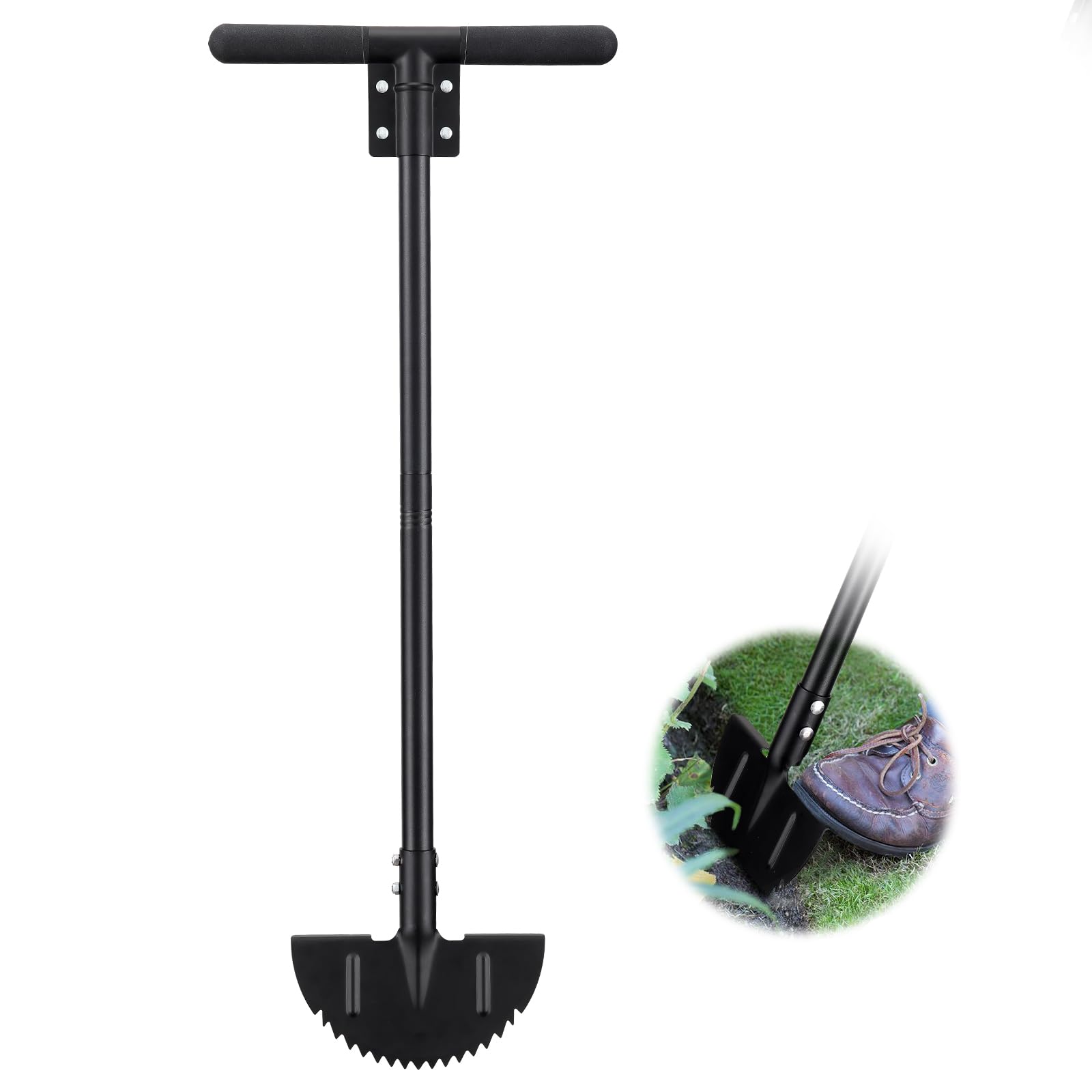 Half Moon Manual Lawn Edger with T-Grip, 36-Inch Long Handle for Sidewalk and Grass Edging
| Saw Tooth Edger Tool, Manu