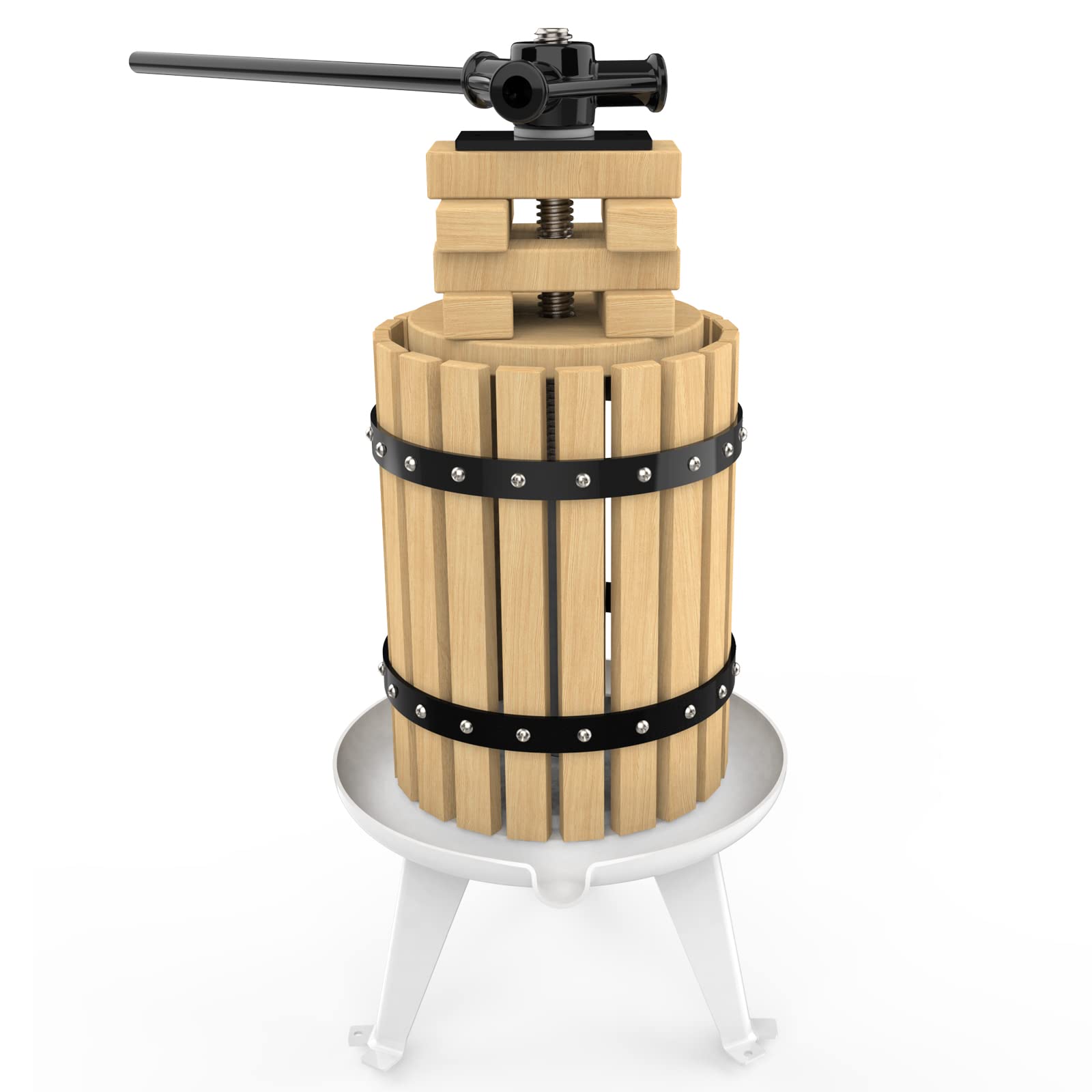 SQUEEZE Master 1.6 Gallon Wooden Fruit Press for Wine and Juice Making-Vintage Traditional Design-6 Wooden Press Blocks