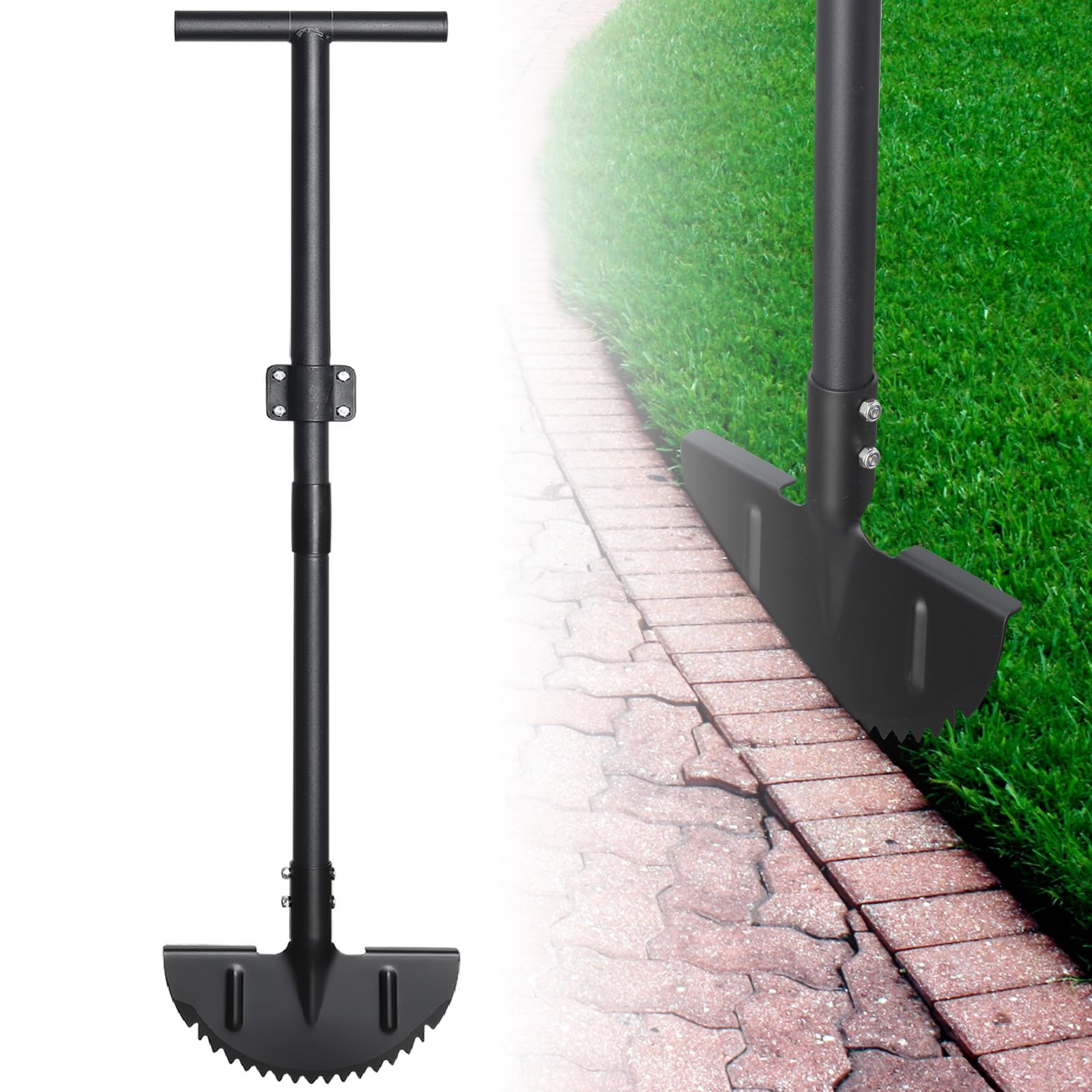 Heavy Duty Edger Lawn Tool - 34-49 in Adjustable Carbon Steel Weed Cutter with Comfort-Grip Rubber Handle - Ideal for La