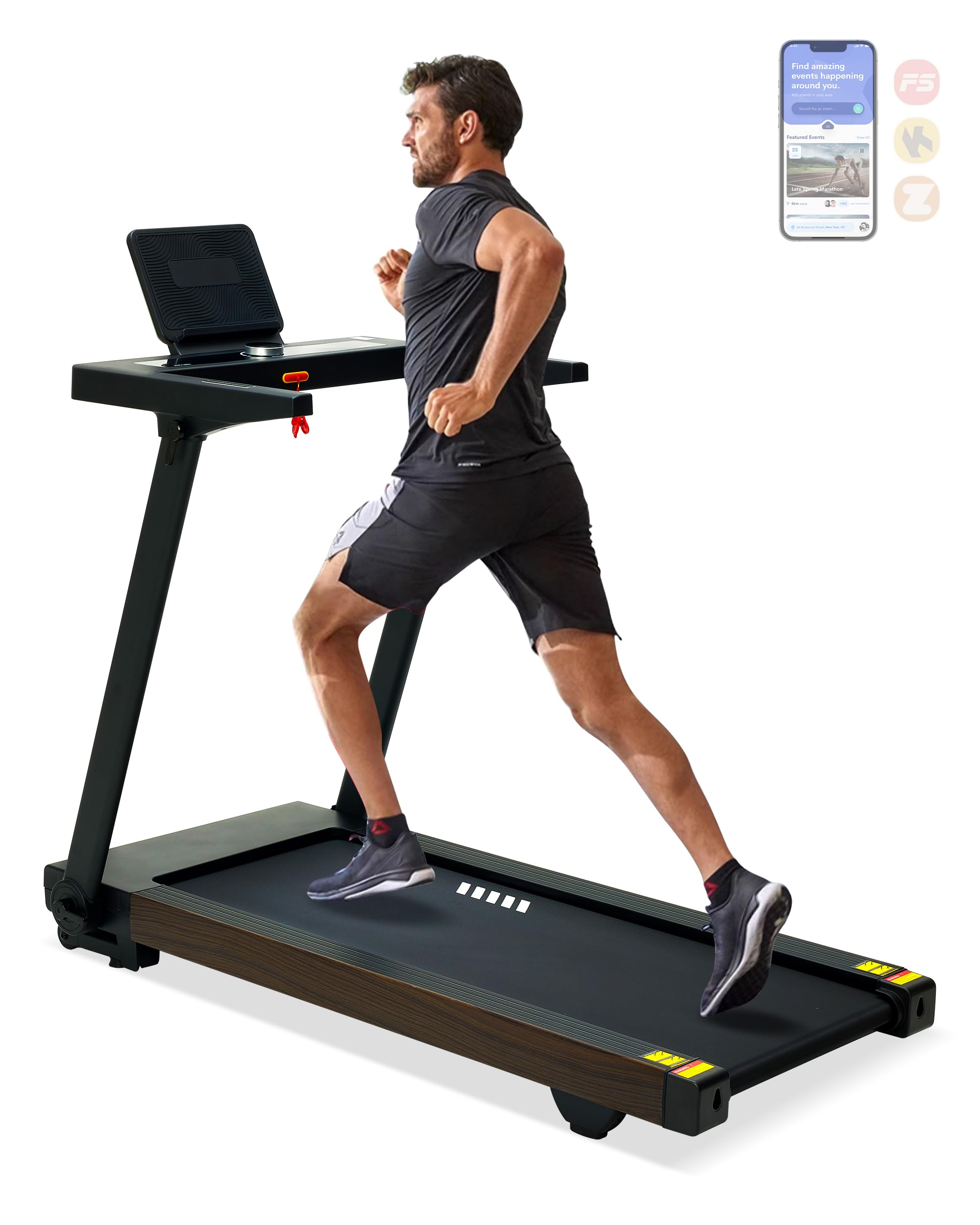 Foldable Treadmill with Auto Incline for Home Seniors - 4 Hp 18.9 Inch Wide, 400 Lb Capacity, Backlit Knob LED Display,
