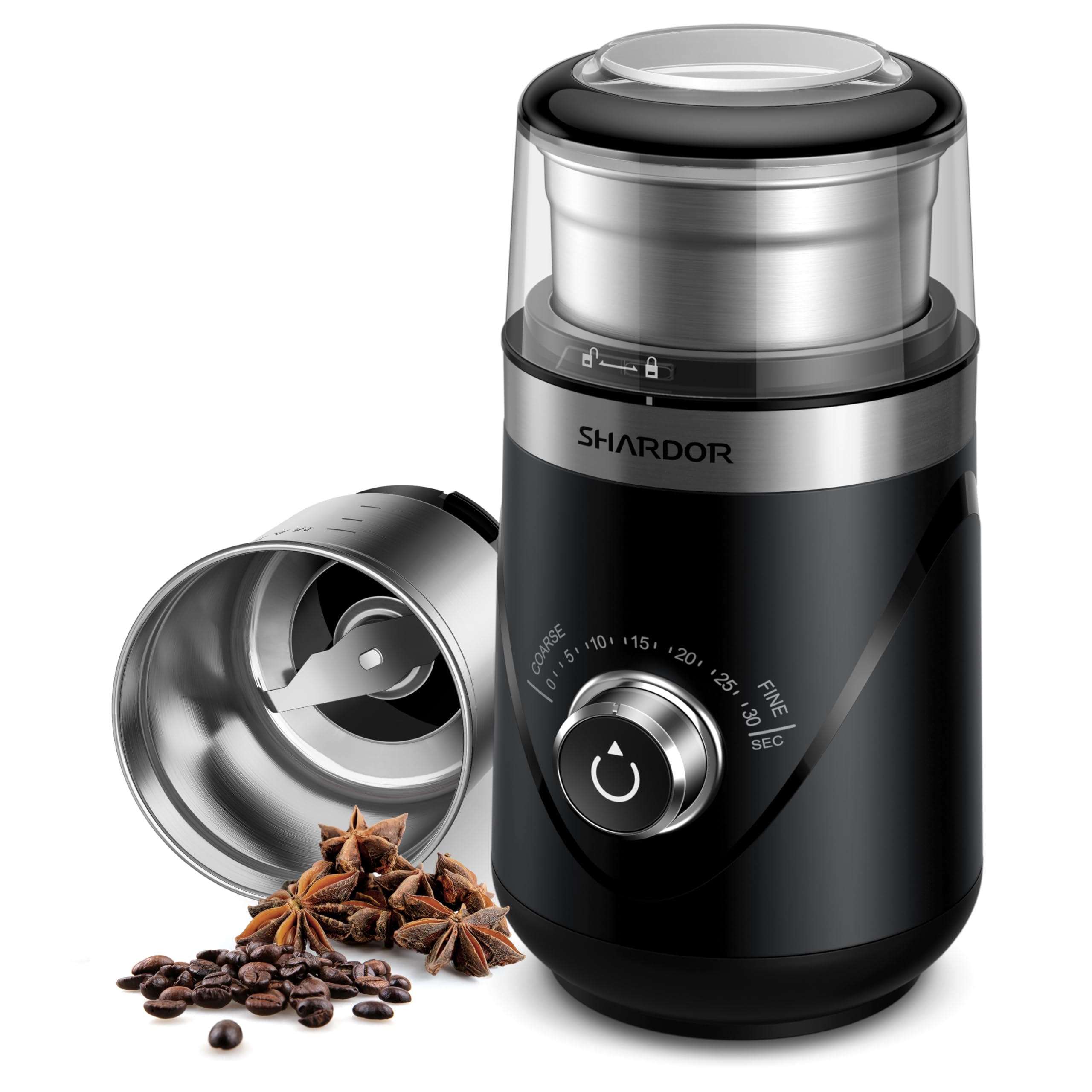 SHARDOR Upgraded Electric Coffee Grinder for Herb/Spice and Espresso with 1 Removable Stainless Steel Bowl - Black
SHA