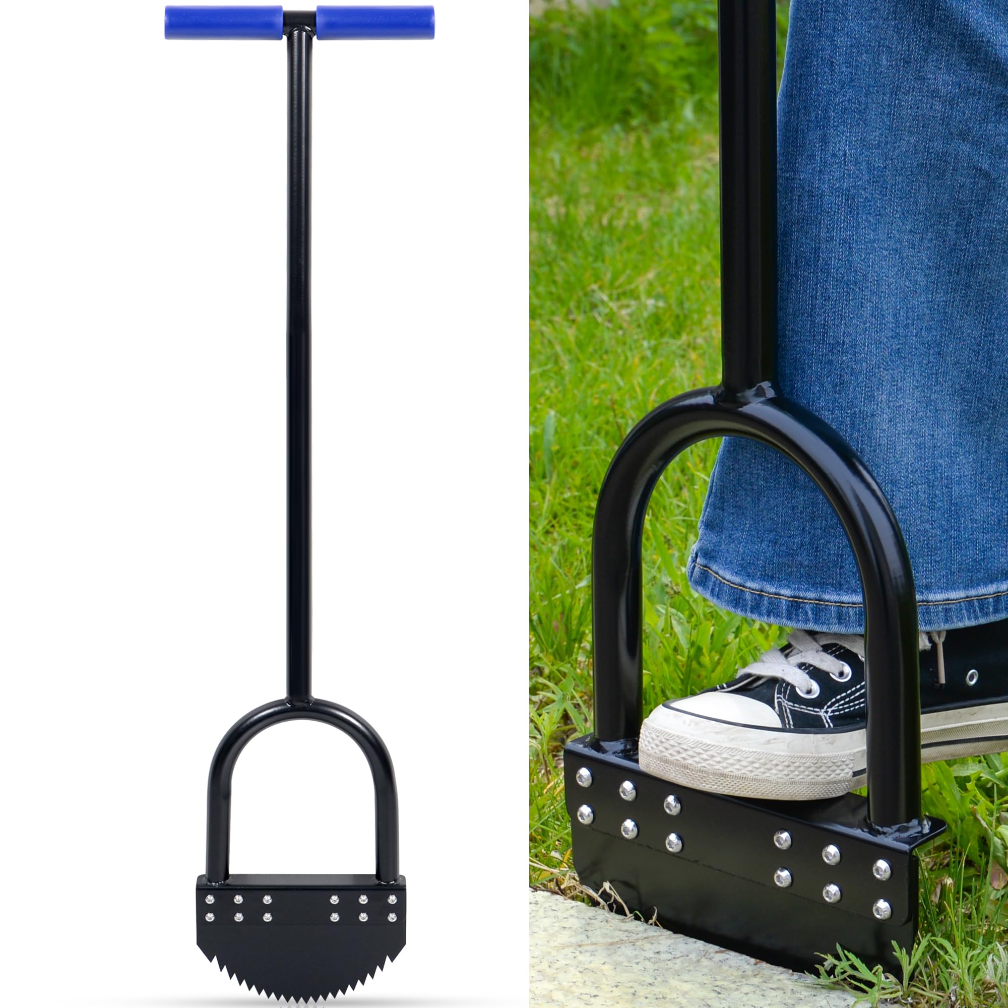 One-Piece Manual Border Edger Lawn Tool for Landscaping with Spring Steel Blade and Rustproof Half Moon Design
One-Piece