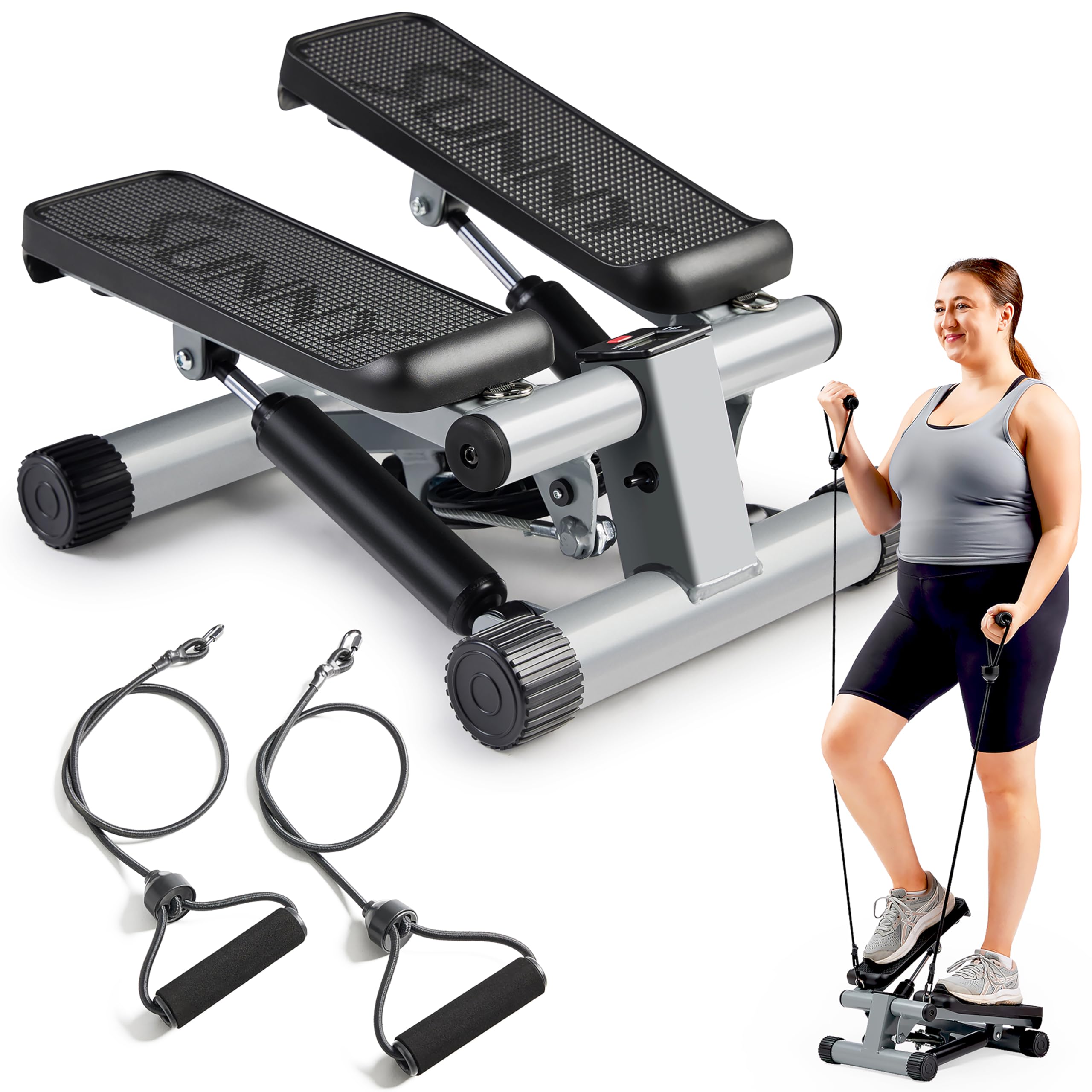 Sunny Health & Fitness Mini Stepper for Home Exercise, Fullbody Cardio Workout Machine with Resistance Band
| Sunny Hea