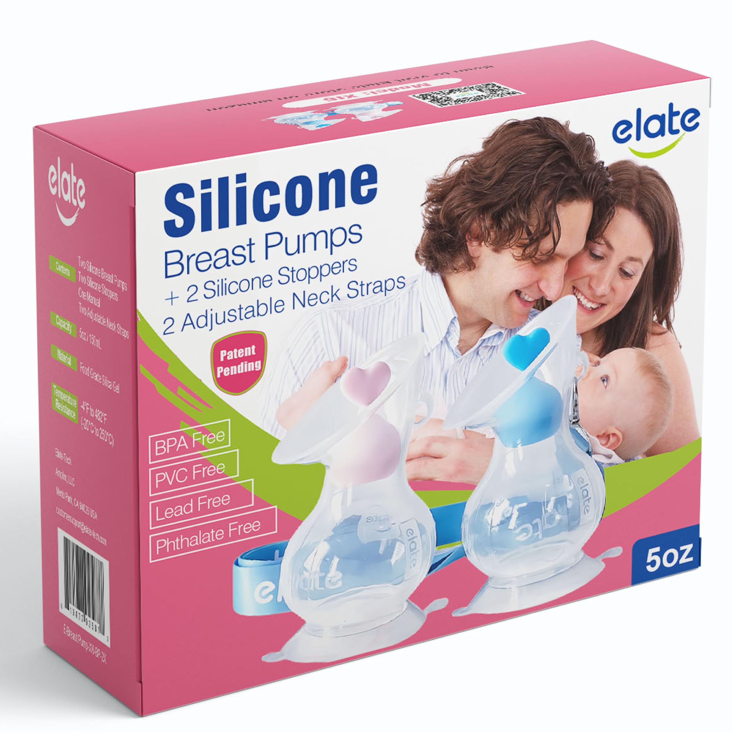 Elate Manual Breast Pump for Breastfeeding - Silicone Milk Collector with Leak-Proof Stopper - Nursing Moms - Enhance Mi